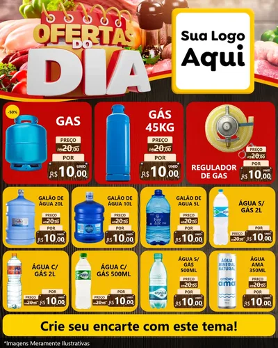 Modelo de Rede Social para Feed Instagram com o tema Ofertas do Dia para Água e gás