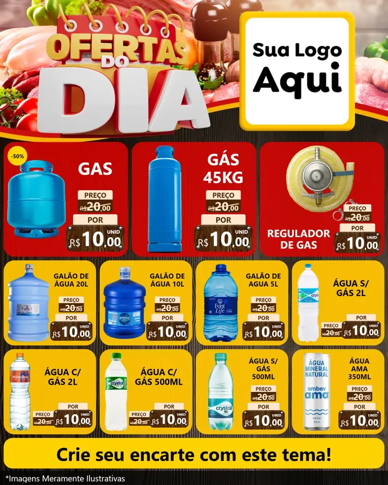 Modelo de Rede Social para Feed Instagram com o tema Ofertas do Dia para Água e gás