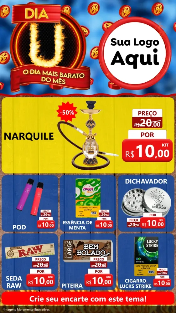 Modelo de Rede Social para Stories com o tema Dia U - O Dia Mais Barato Do Mês para Tabacaria