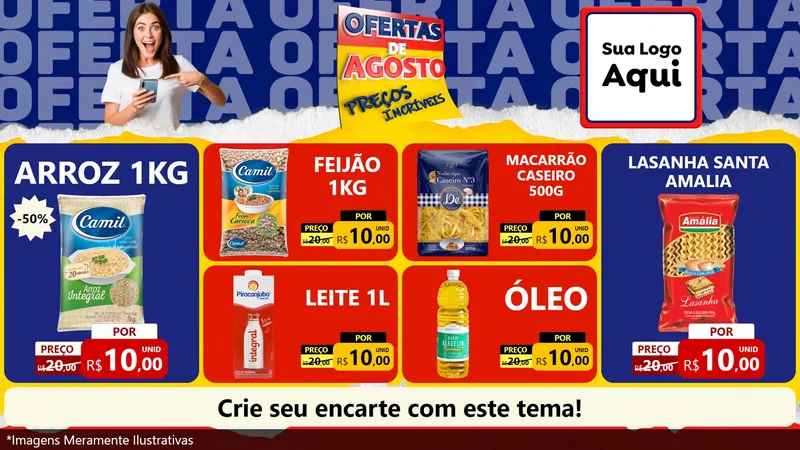Modelo de TV para TV Horizontal com o tema Ofertas de Agosto - Preços Incríveis para Supermercado