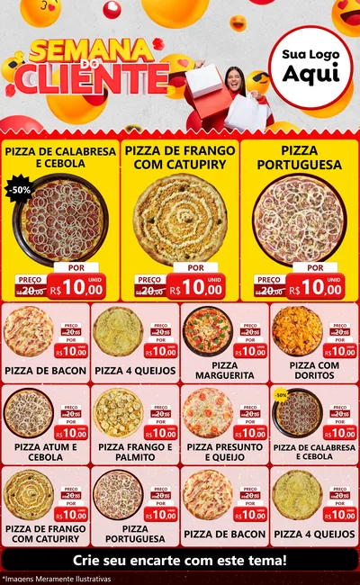 Modelo de Encarte para Encarte Grande com o tema Semana do Cliente para Pizzaria