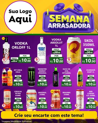 Modelo de Rede Social para Feed Instagram com o tema Semana Arrasadora para Distribuidora de bebidas