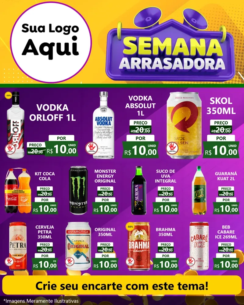 Modelo de Rede Social para Feed Instagram com o tema Semana Arrasadora para Distribuidora de bebidas