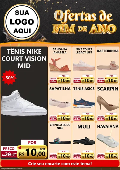 Modelo de Encarte para Encarte A4 Vertical com o tema Ofertas de Fim de Ano para Calçados