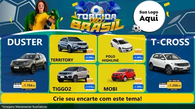 Modelo de TV para TV Horizontal com o tema Torcida Vai Brasil - Copa para Concessionaria de Carros