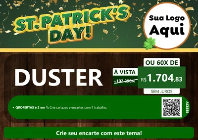 Modelo de Cartaz para Cartaz A4 Horizontal com o tema St Patriks Day para Concessionaria de Carros
