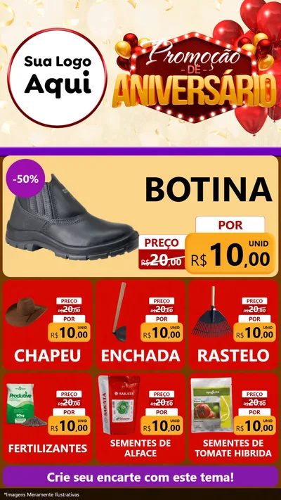 Modelo de Rede Social para Stories com o tema Promoção de Aniversário para Agropecuária