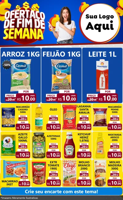 Modelo de Encarte para Encarte Grande com o tema Ofertaço de Fim de Semana para Supermercado