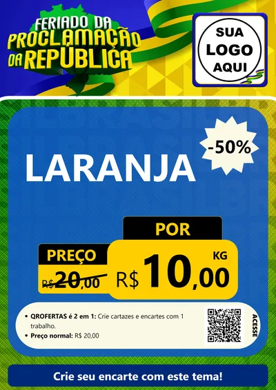 Modelo de Cartaz para Cartaz A4 Vertical com o tema Feriado da Proclamação da República para Hortifrúti