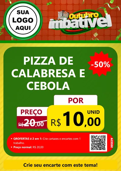 Modelo de Cartaz para Cartaz A4 Vertical com o tema Outubro Imbatível para Pizzaria