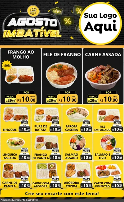 Modelo de Encarte para Encarte Grande com o tema Agosto Imbatível para Restaurante