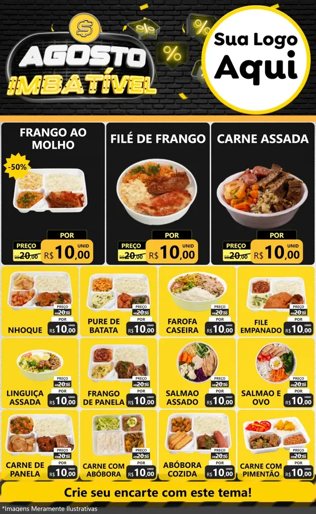 Modelo de Encarte para Encarte Grande com o tema Agosto Imbatível para Restaurante