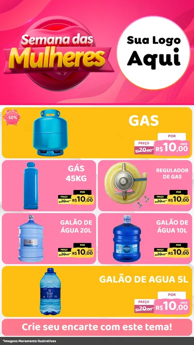 Modelo de TV para TV Vertical com o tema Semana das Mulheres para Água e gás