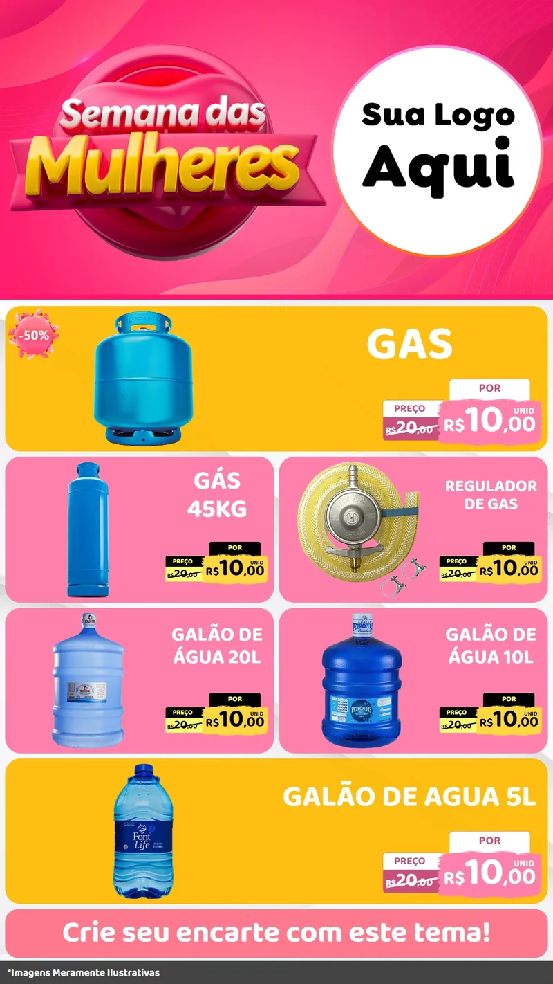 Modelo de TV para TV Vertical com o tema Semana das Mulheres para Água e gás