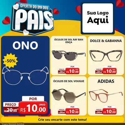 Modelo de Rede Social para Feed Facebook com o tema Oferta Do Dia Dos Pais para Óticas
