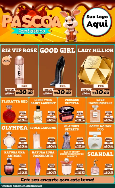 Modelo de Encarte para Encarte Grande com o tema Páscoa Fantástica para Perfumes