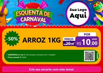 Modelo de Cartaz para Cartaz A4 Horizontal com o tema Esquenta de Carnaval para Supermercado