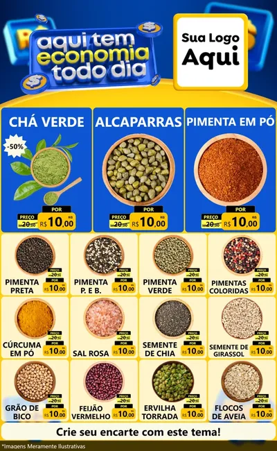 Modelo de Encarte para Encarte Grande com o tema Aqui Tem Economia Todo Dia para Produtos Naturais