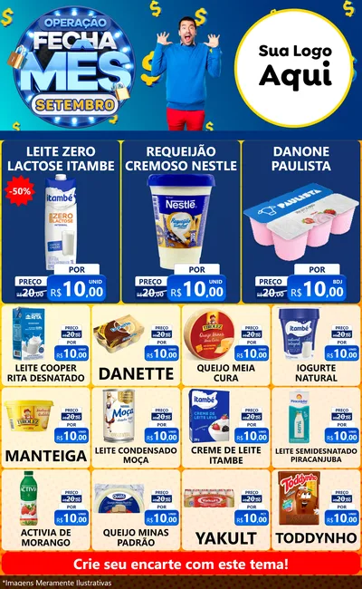 Modelo de Encarte para Encarte Grande com o tema Operação Fecha Mês Setembro para Frios e Laticínios