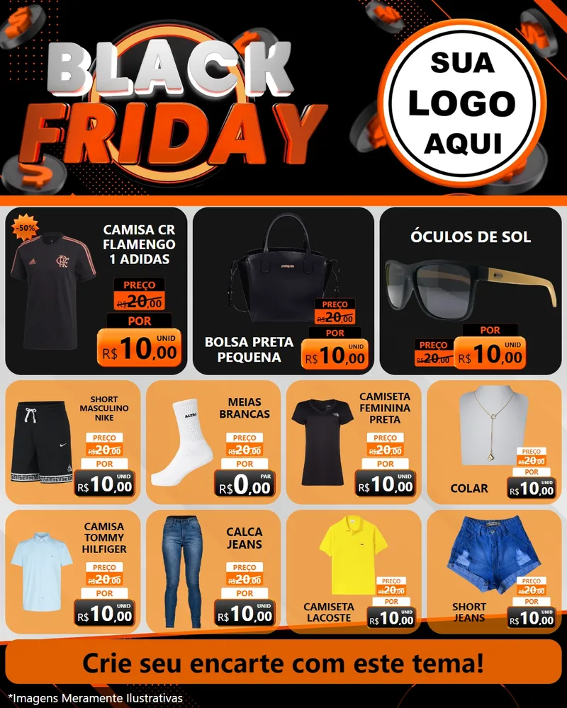 Modelo de Rede Social para Feed Instagram com o tema Black Friday para Roupas e acessórios