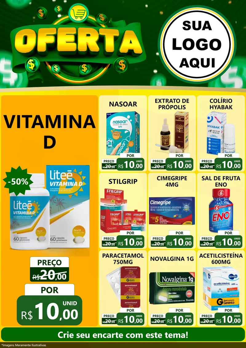 Modelo de Encarte para Encarte A4 Vertical com o tema Oferta para Farmácia
