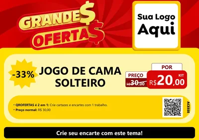 Modelo de Cartaz para Cartaz A4 Horizontal com o tema Grandes Ofertas para Cama, Mesa e Banho