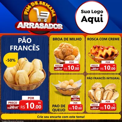 Modelo de Rede Social para Feed Facebook com o tema Fim De Semana Arrasador para Padaria
