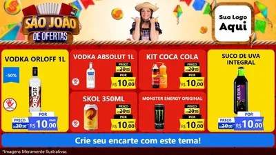 Modelo de TV para TV Horizontal com o tema São João de Ofertas para Distribuidora de bebidas