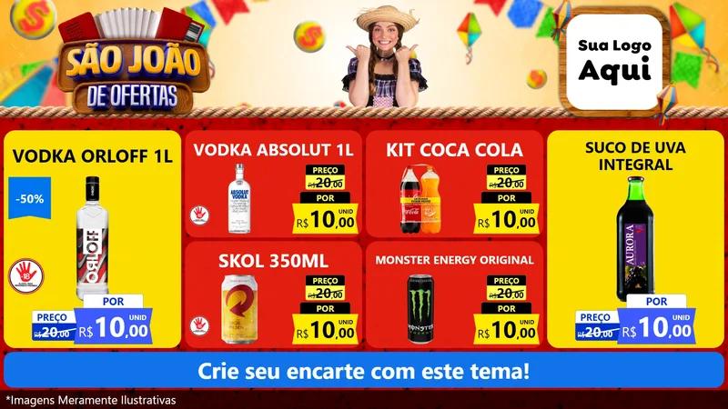 Modelo de TV para TV Horizontal com o tema São João de Ofertas para Distribuidora de bebidas