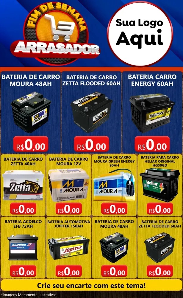 Modelo de Encarte para Encarte Grande com o tema Fim De Semana Arrasador para Baterias Elétricas