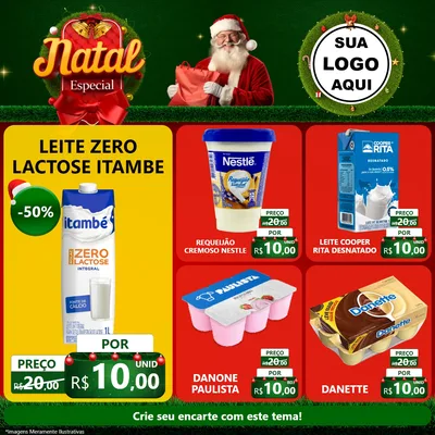 Modelo de Rede Social para Feed Facebook com o tema Natal Especial para Frios e Laticínios