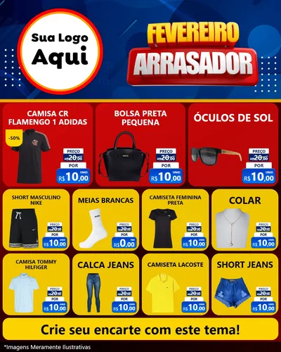 Modelo de Rede Social para Feed Instagram com o tema Fevereiro Arrasador para Roupas e acessórios