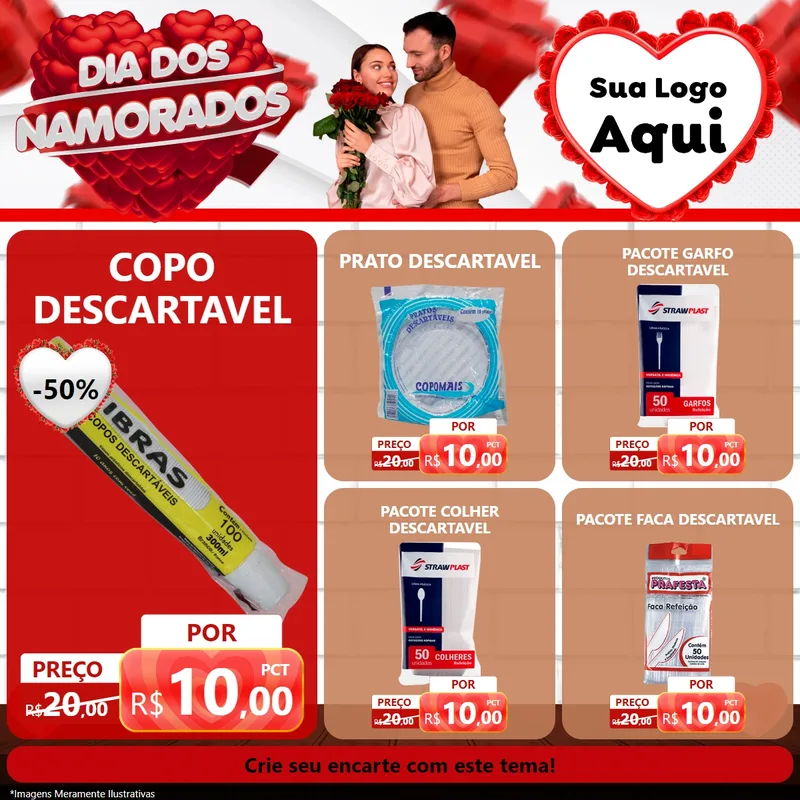 Modelo de Rede Social para Feed Facebook com o tema Dia dos Namorados para Embalagens