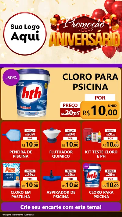 Modelo de Rede Social para Stories com o tema Promoção de Aniversário para Produtos para Piscina