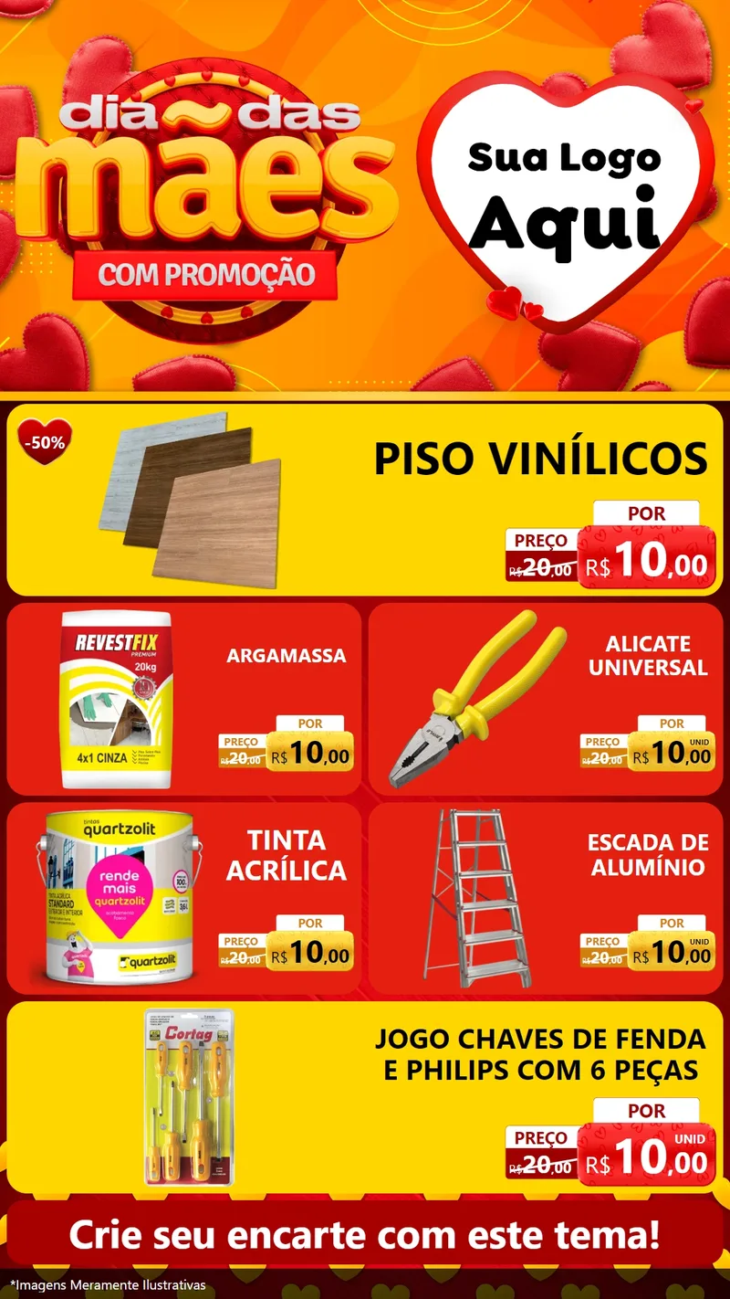 Modelo de TV para TV Vertical com o tema Dia das Mães com Promoção para Material para Construção
