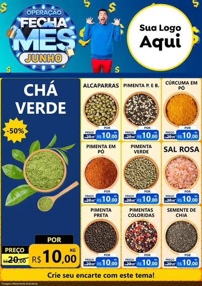 Modelo de Encarte para Encarte A4 Vertical com o tema Operação Fecha Mês, Junho para Produtos Naturais