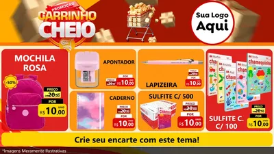 Modelo de TV para TV Horizontal com o tema Promoção carrinho cheio para Papelaria