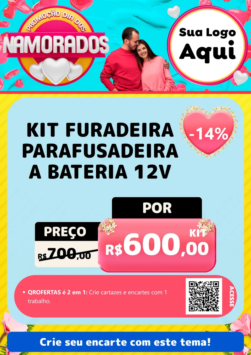Modelo de Cartaz para Cartaz A4 Vertical com o tema Promoção Dia dos Namorados para Maquinas e Ferramentas