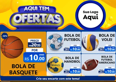 Modelo de Encarte para Encarte A4 Horizontal com o tema Aqui Tem Ofertas para Artigos Esportivos