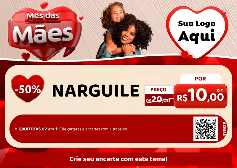 Modelo de Cartaz para Cartaz A4 Horizontal com o tema Mês das Mães para Tabacaria