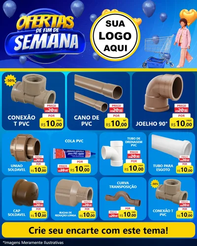 Modelo de Rede Social para Feed Instagram com o tema Ofertas de Fim de Semana para Tubos e conexões
