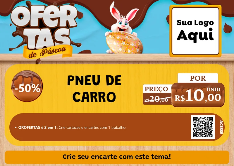 Modelo de Cartaz para Cartaz A4 Horizontal com o tema Ofertas de Páscoa para Auto peças