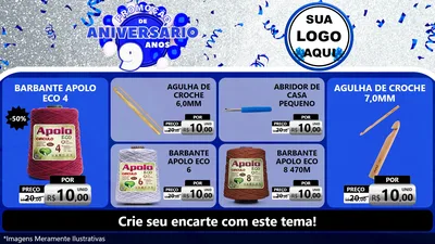 Modelo de TV para TV Horizontal com o tema Promoção de Aniversário - 9 Anos para Armarinho e Aviamentos