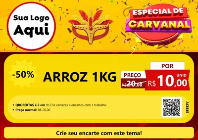 Modelo de Cartaz para Cartaz A4 Horizontal com o tema Especial de Carnaval para Supermercado