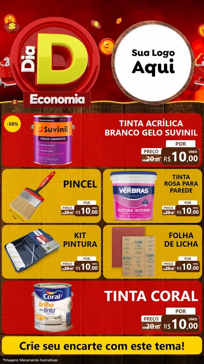 Modelo de TV para TV Vertical com o tema Dia D Economia para Tintas e Ferramentas