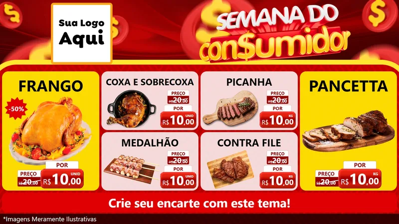 Modelo de TV para TV Horizontal com o tema Semana do Consumidor para Assados