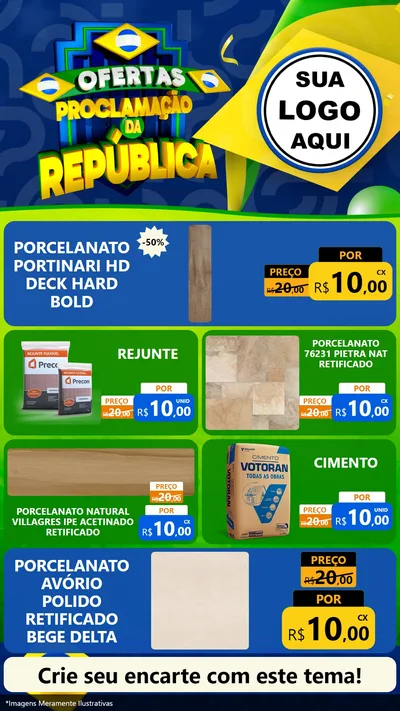 Modelo de TV para TV Vertical com o tema Ofertas Proclamação da República para Pisos e revestimentos