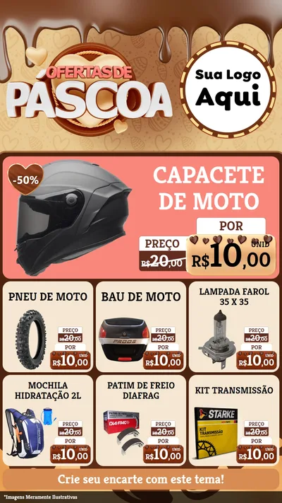 Modelo de Rede Social para Stories com o tema Ofertas de Páscoa para Moto peças