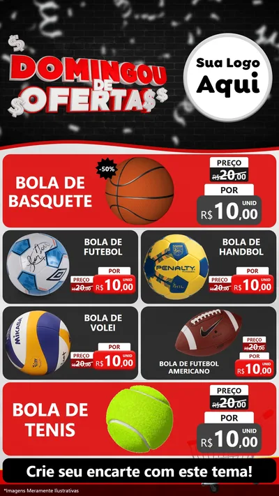 Modelo de TV para TV Vertical com o tema Domingou de Ofertas para Artigos Esportivos