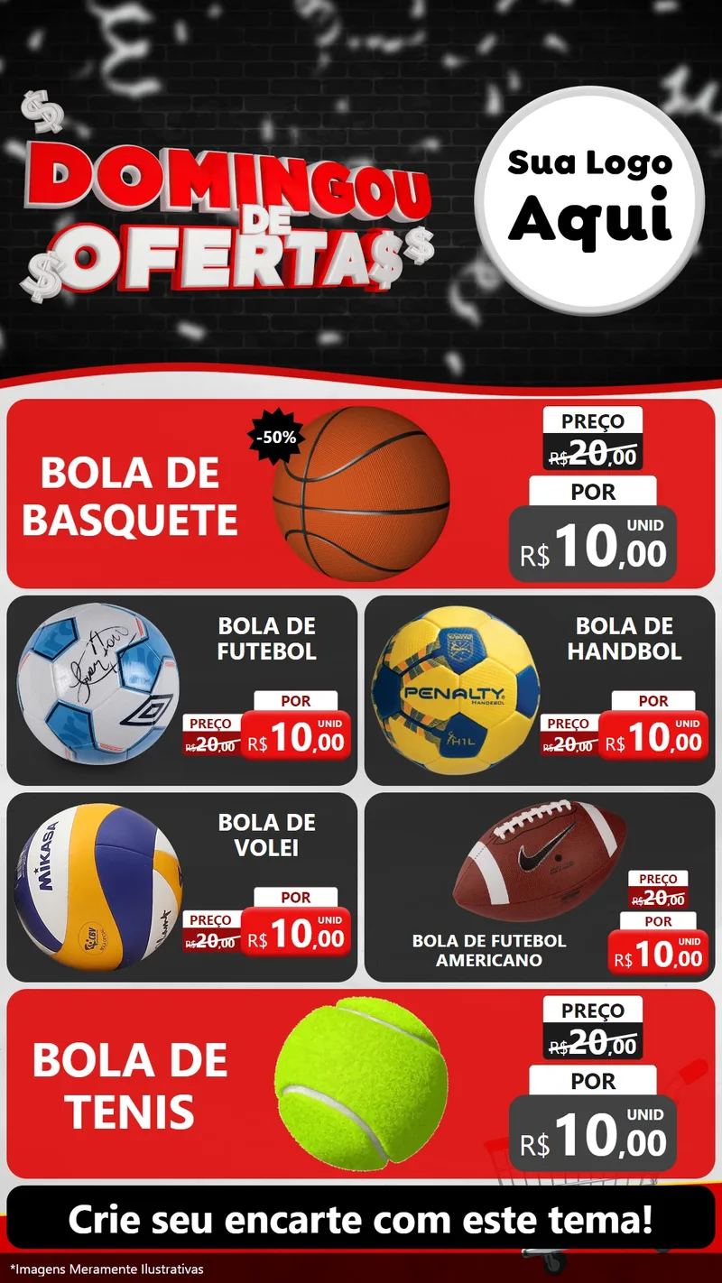Modelo de TV para TV Vertical com o tema Domingou de Ofertas para Artigos Esportivos